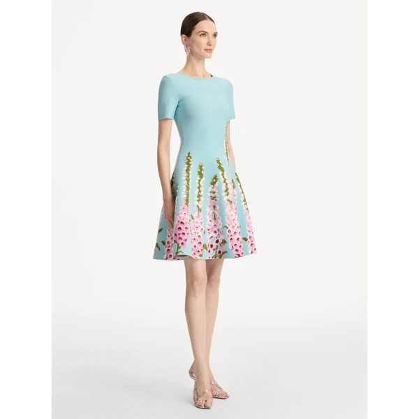 Oscar de la Renta Degradé Foxglove Jacquard Knit Dress - Oscar de la Renta Dresses - American Couture - Shop at Luxury Shoes 