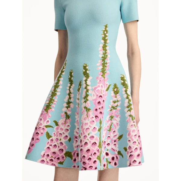Oscar de la Renta Degradé Foxglove Jacquard Knit Dress - Oscar de la Renta Dresses - American Couture - Shop at Luxury Shoes 