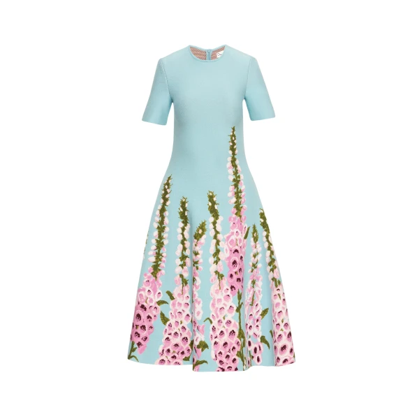 Oscar de la Renta Degradé Foxglove Jacquard Knit Dress - Oscar de la Renta Dresses - American Couture - Shop at Luxury Shoes 