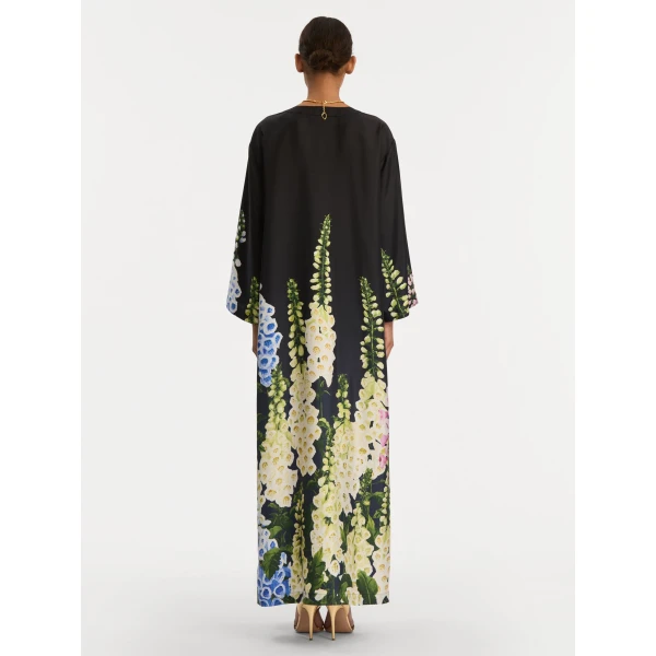 Oscar de la Renta Degradé Foxglove Silk Twill Caftan - Oscar de la Renta Dresses - American Couture - Shop at Luxury Shoes 