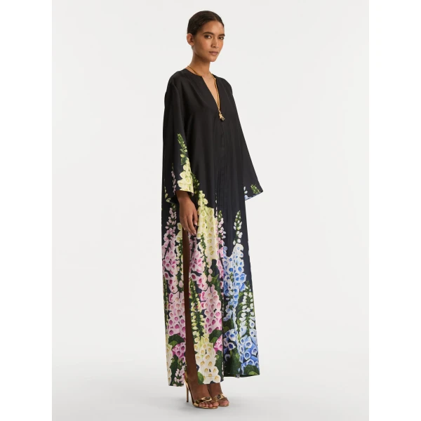 Oscar de la Renta Degradé Foxglove Silk Twill Caftan - Oscar de la Renta Dresses - American Couture - Shop at Luxury Shoes 