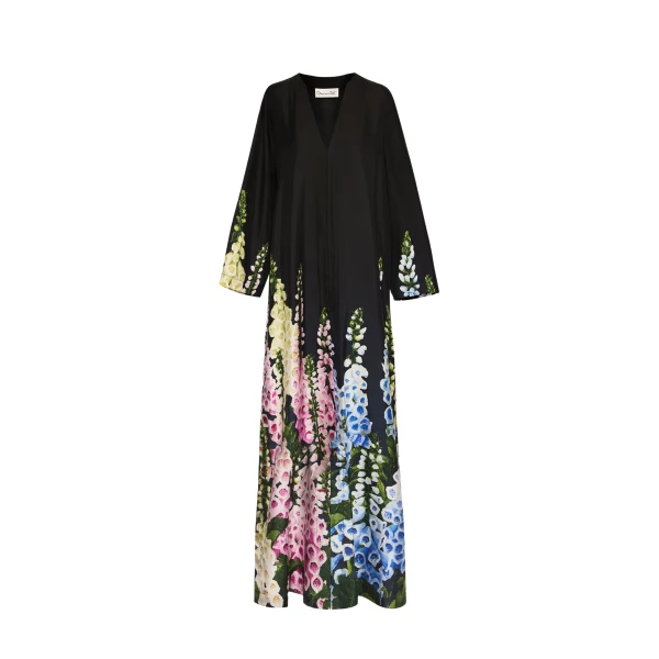 Oscar de la Renta Degradé Foxglove Silk Twill Caftan - Oscar de la Renta Dresses - American Couture - Shop at Luxury Shoes 