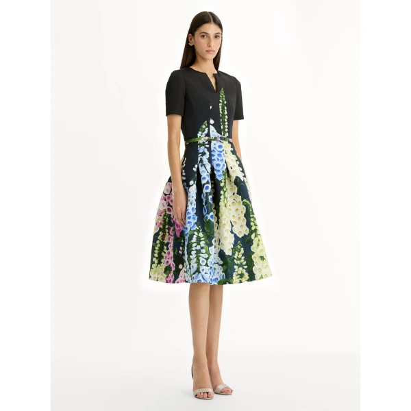 Oscar de la Renta Degradé Foxglove Split-Neck Dress - Oscar de la Renta Dresses - American Couture - Shop at Luxury Shoes 
