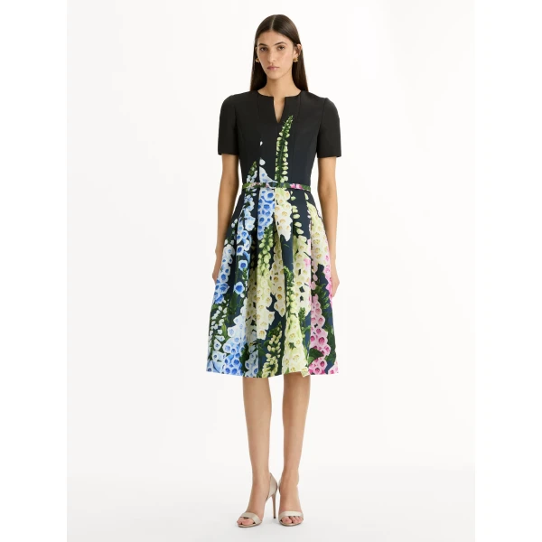 Oscar de la Renta Degradé Foxglove Split-Neck Dress - Oscar de la Renta Dresses - American Couture - Shop at Luxury Shoes 