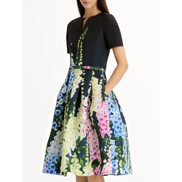 Oscar de la Renta Degradé Foxglove Split-Neck Dress - Oscar de la Renta Dresses - American Couture - Shop at Luxury Shoes 