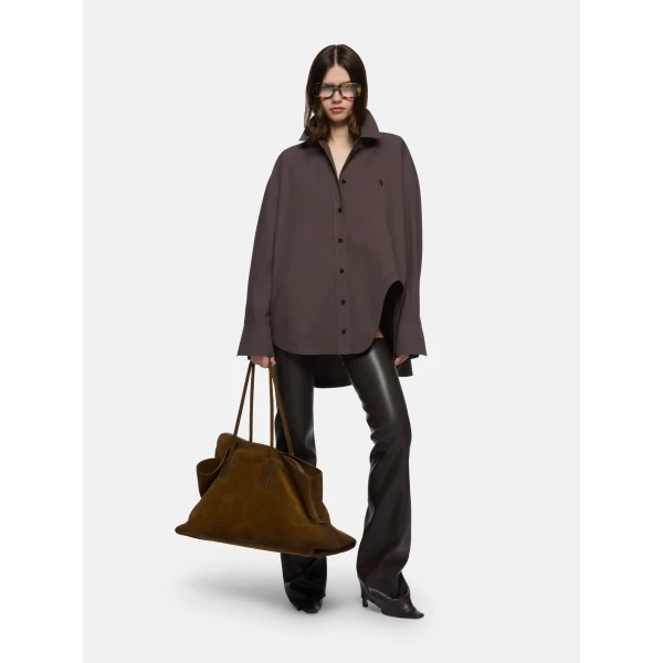 The Attico 'Diana'' Dark Brown Shirt - The Attico Tops - Designed by Gilda Ambrosio & Giorgia Tordini - Shop at Luxury Shoes 