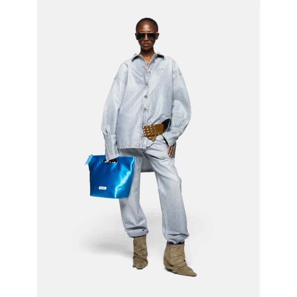 The Attico "Diana'' Sky Blue Shirt Jacket - The Attico Jackets - Designed by Gilda Ambrosio & Giorgia Tordini - Shop at Luxury Shoes 