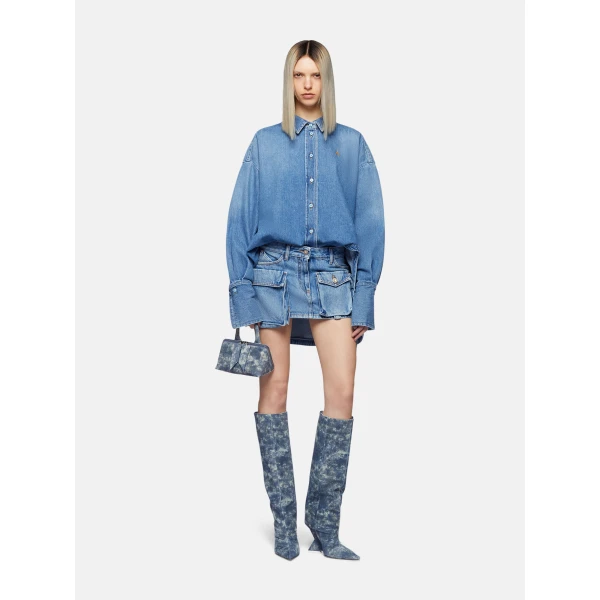 The Attico 'Diana'' Washed Blue Shirt Jacket - The Attico Jackets - Designed by Gilda Ambrosio & Giorgia Tordini - Shop at Luxury Shoes 
