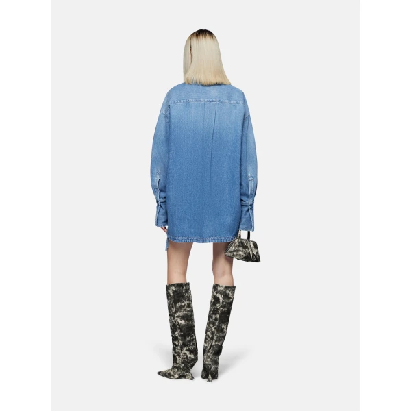 The Attico 'Diana'' Washed Blue Shirt Jacket - The Attico Jackets - Designed by Gilda Ambrosio & Giorgia Tordini - Shop at Luxury Shoes 
