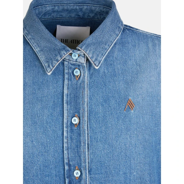 The Attico 'Diana'' Washed Blue Shirt Jacket - The Attico Jackets - Designed by Gilda Ambrosio & Giorgia Tordini - Shop at Luxury Shoes 