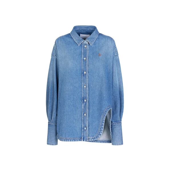 The Attico 'Diana'' Washed Blue Shirt Jacket - The Attico Jackets - Designed by Gilda Ambrosio & Giorgia Tordini - Shop at Luxury Shoes 