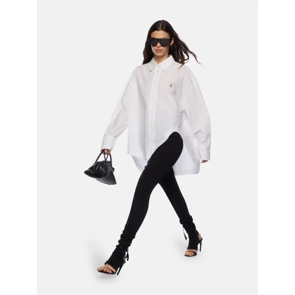 The Attico 'Diana'' White And Navy Blue Shirt - The Attico Tops - Designed by Gilda Ambrosio & Giorgia Tordini - Shop at Luxury Shoes 