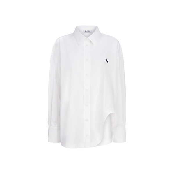 The Attico 'Diana'' White And Navy Blue Shirt - The Attico Tops - Designed by Gilda Ambrosio & Giorgia Tordini - Shop at Luxury Shoes 