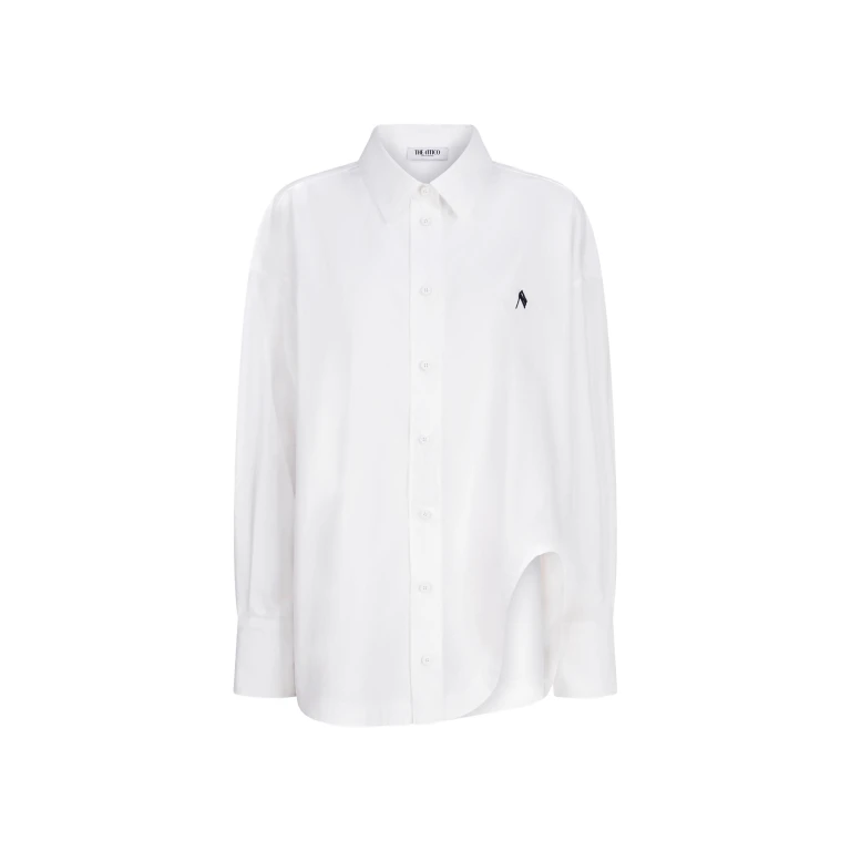The Attico 'Diana'' White And Navy Blue Shirt - The Attico Tops - Designed by Gilda Ambrosio & Giorgia Tordini - Shop at Luxury Shoes 