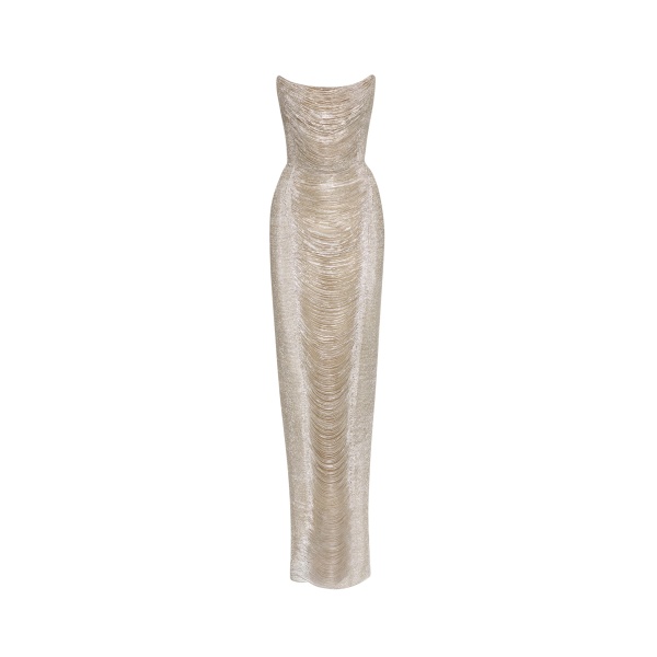 Oscar de la Renta Draped Crystal Chain Gown - Oscar de la Renta Dresses - American Couture - Shop at Luxury Shoes 