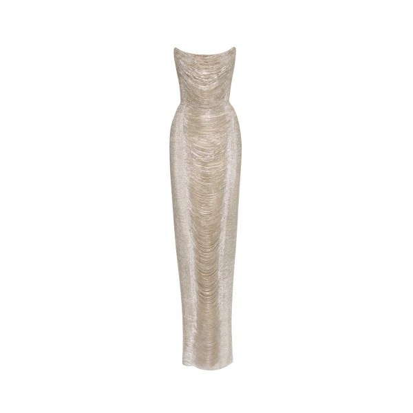 Oscar de la Renta Draped Crystal Chain Gown - Oscar de la Renta Dresses - American Couture - Shop at Luxury Shoes 