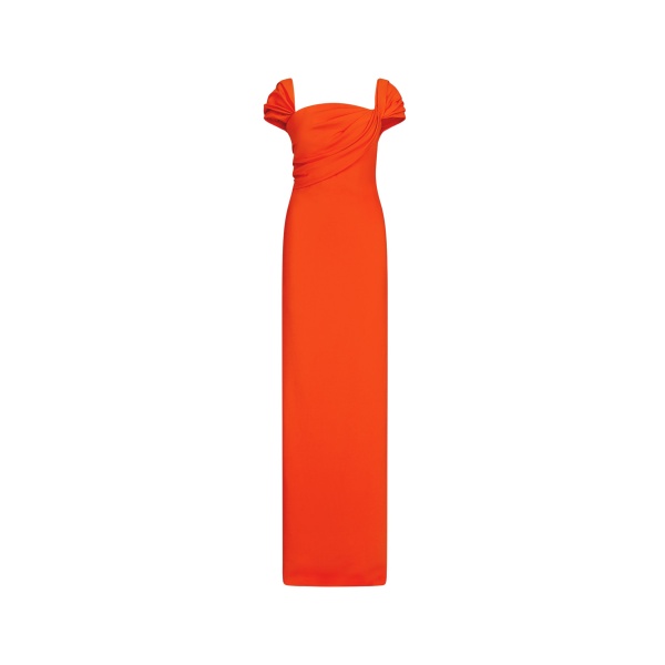 Oscar de la Renta Draped-Detailed Cady Gown - Oscar de la Renta Dresses - American Couture - Shop at Luxury Shoes 