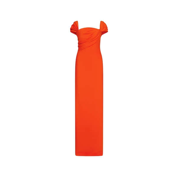 Oscar de la Renta Draped-Detailed Cady Gown - Oscar de la Renta Dresses - American Couture - Shop at Luxury Shoes 