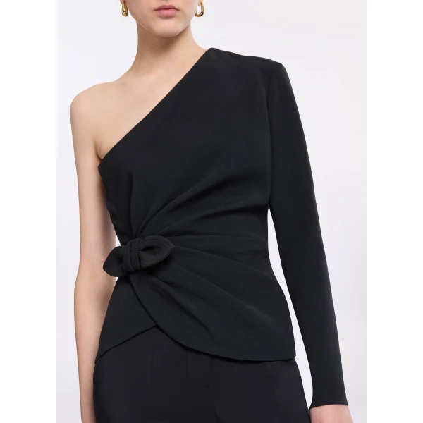 Elie Saab Asymmetric Cady Top in Black featuring  – Luxury Designer Fashion at Luxury Shoes .