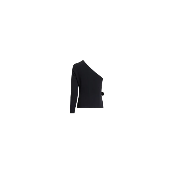 Elie Saab Asymmetric Cady Top in Black featuring  – Luxury Designer Fashion at Luxury Shoes .