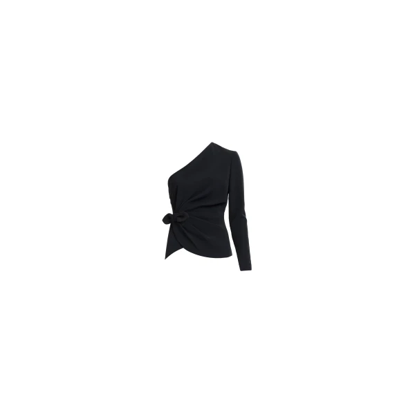 Elie Saab Asymmetric Cady Top in Black featuring  – Luxury Designer Fashion at Luxury Shoes .