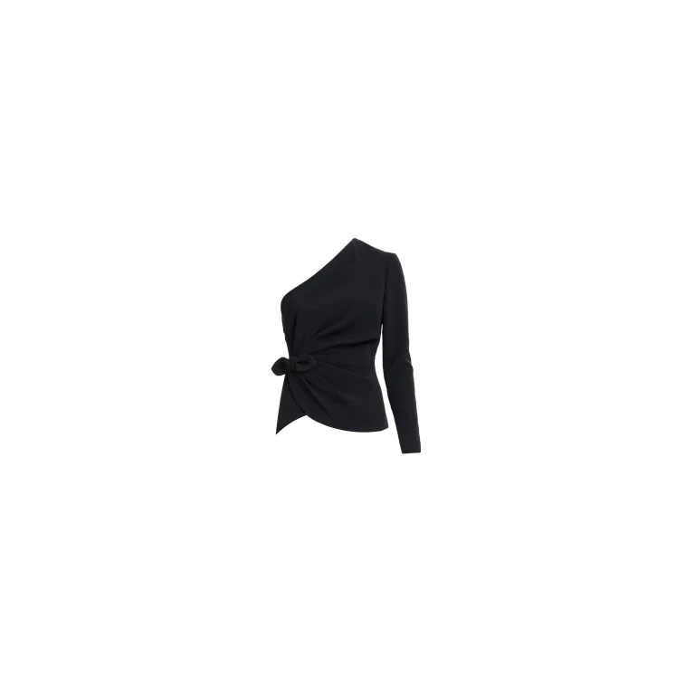 Elie Saab Asymmetric Cady Top in Black featuring  – Luxury Designer Fashion at Luxury Shoes .