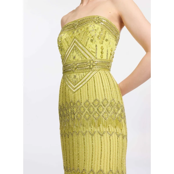 Elie Saab Bead Embroidered Dress in Green featuring  – Luxury Designer Fashion at Luxury Shoes .