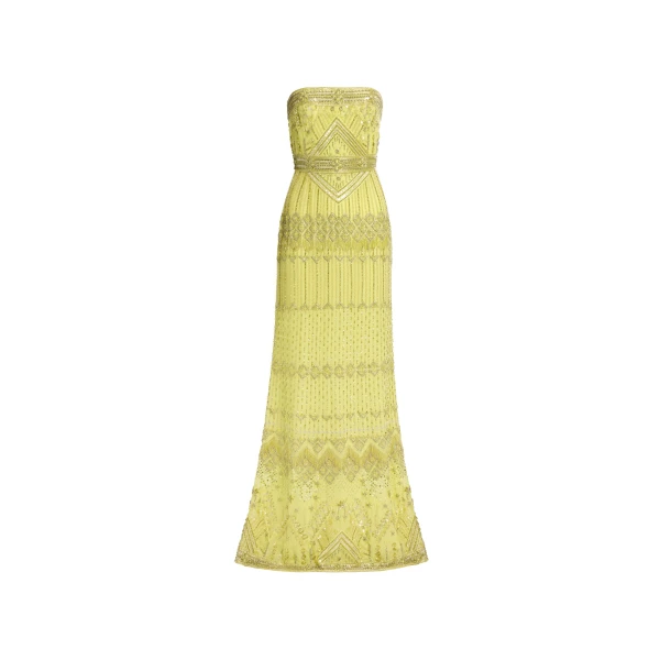 Elie Saab Bead Embroidered Dress in Green featuring  – Luxury Designer Fashion at Luxury Shoes .