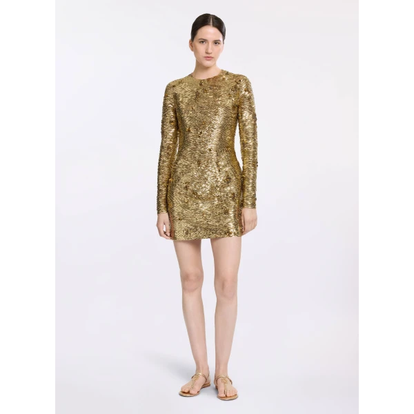Elie Saab Bead Embroidered Golden Dress in Gold featuring  – Luxury Designer Fashion at Luxury Shoes .