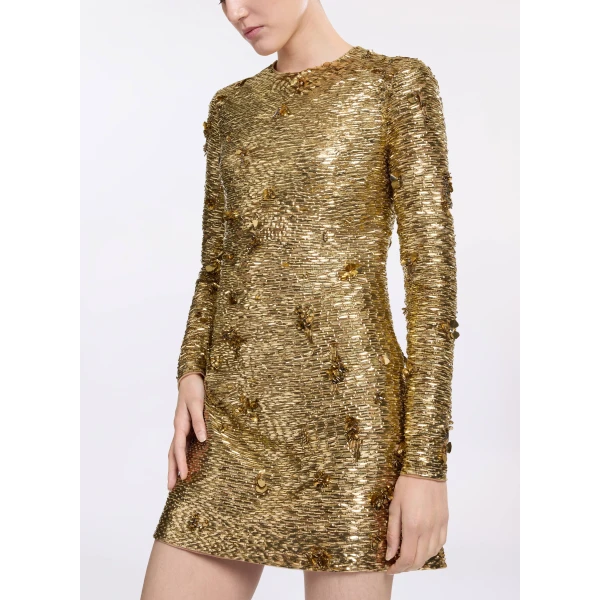Elie Saab Bead Embroidered Golden Dress in Gold featuring  – Luxury Designer Fashion at Luxury Shoes .