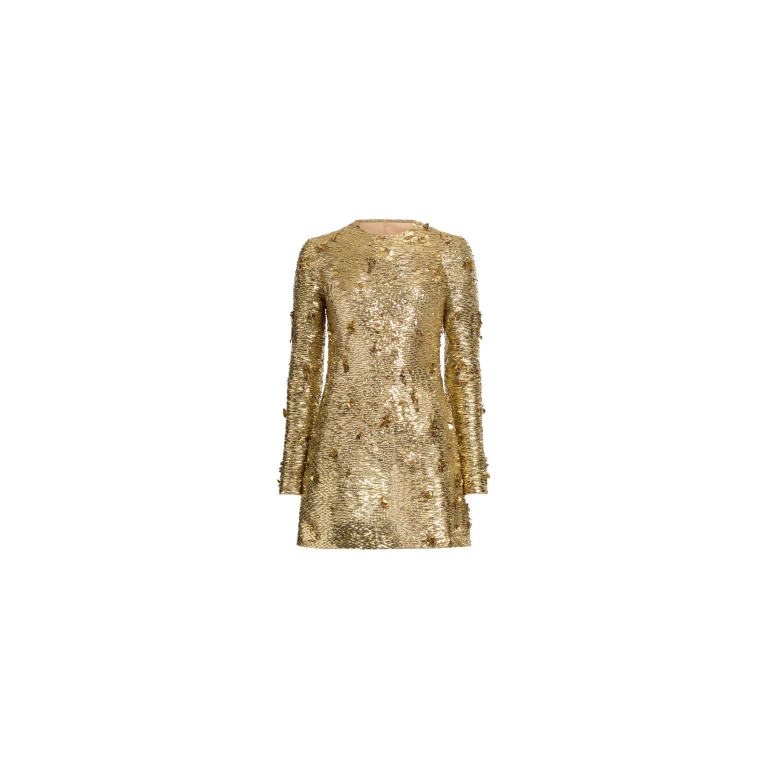 Elie Saab Bead Embroidered Golden Dress in Gold featuring  – Luxury Designer Fashion at Luxury Shoes .