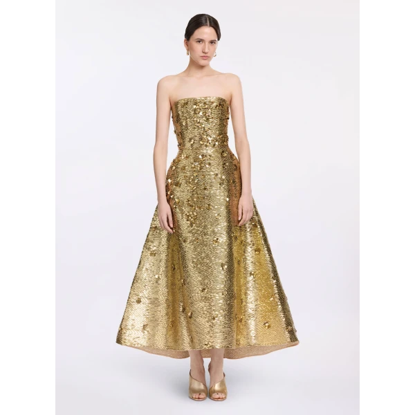 Elie Saab Bead Embroidered Golden Gown in Gold featuring  – Luxury Designer Fashion at Luxury Shoes .