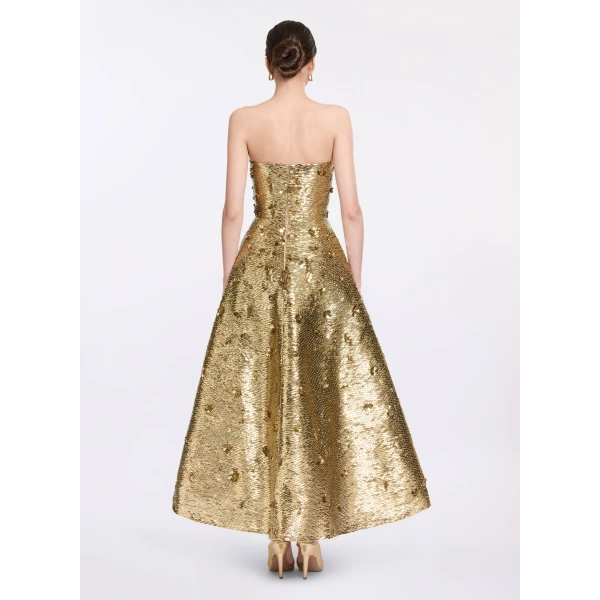 Elie Saab Bead Embroidered Golden Gown in Gold featuring  – Luxury Designer Fashion at Luxury Shoes .