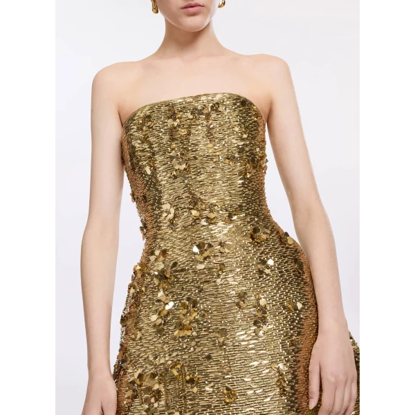 Elie Saab Bead Embroidered Golden Gown in Gold featuring  – Luxury Designer Fashion at Luxury Shoes .