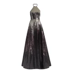 Elie Saab Halter Gradient Sequin Gown in Silver featuring  – Luxury Designer Fashion at Luxury Shoes .