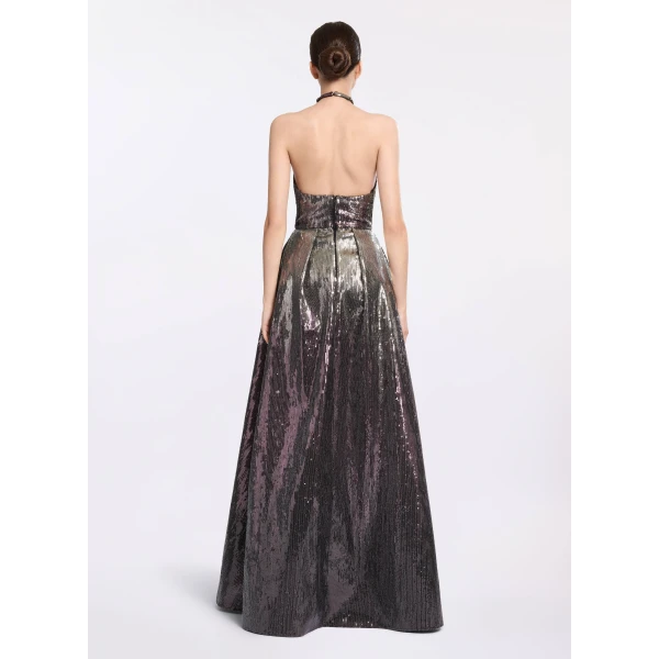 Elie Saab Halter Gradient Sequin Gown in Silver featuring  – Luxury Designer Fashion at Luxury Shoes .