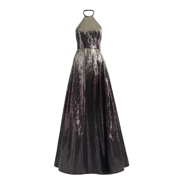 Elie Saab Halter Gradient Sequin Gown in Silver featuring  – Luxury Designer Fashion at Luxury Shoes .