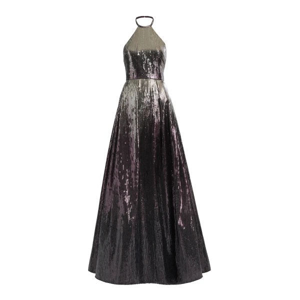 Elie Saab Halter Gradient Sequin Gown in Silver featuring  – Luxury Designer Fashion at Luxury Shoes .