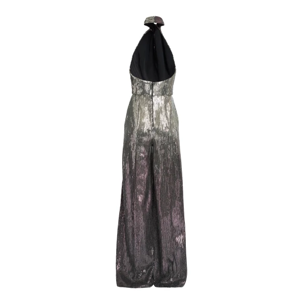 Elie Saab Halter Gradient Sequin Jumpsuit in Silver featuring  – Luxury Designer Fashion at Luxury Shoes .