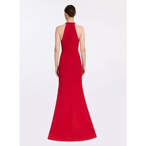 Elie Saab Long Cady Dress With Bow Detail in Red featuring  – Luxury Designer Fashion at Luxury Shoes .