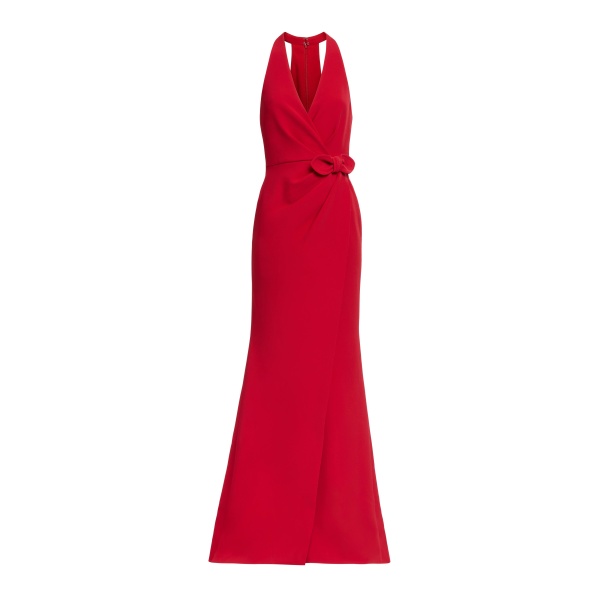 Elie Saab Long Cady Dress With Bow Detail in Red featuring  – Luxury Designer Fashion at Luxury Shoes .