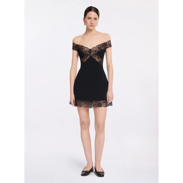 Elie Saab Off-The-Shoulder Short Dress in Black featuring  – Luxury Designer Fashion at Luxury Shoes .