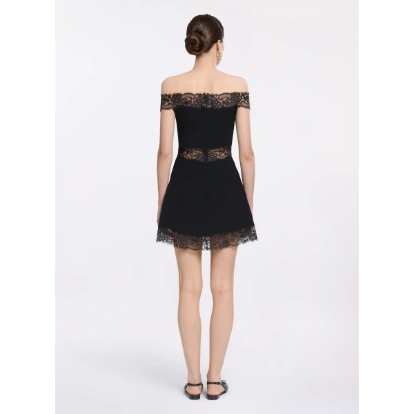 Elie Saab Off-The-Shoulder Short Dress in Black featuring  – Luxury Designer Fashion at Luxury Shoes .