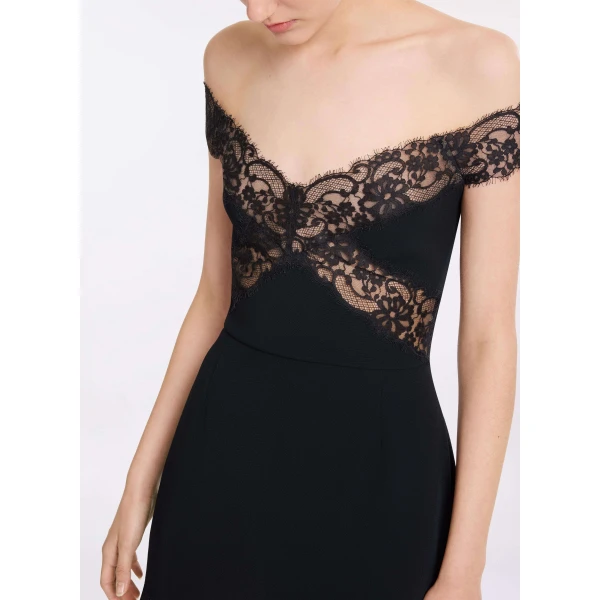 Elie Saab Off-The-Shoulder Short Dress in Black featuring  – Luxury Designer Fashion at Luxury Shoes .