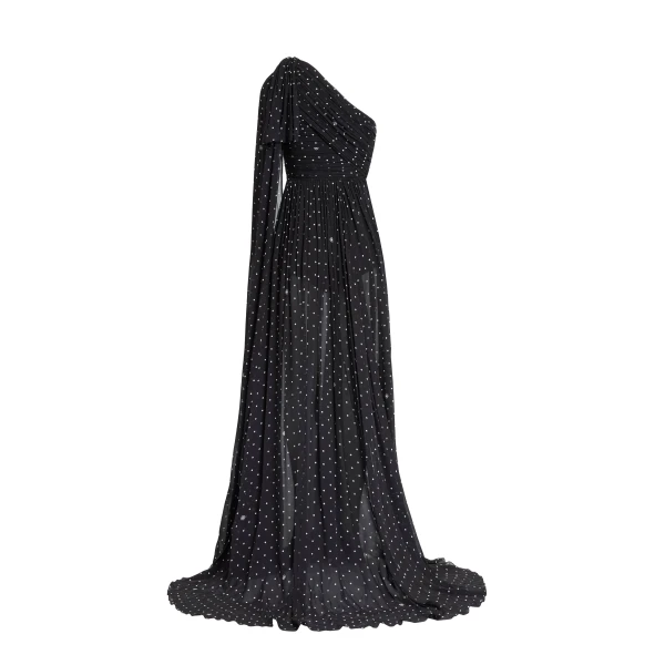 Elie Saab One-Shoulder Polka Dot Dress in Black featuring  – Luxury Designer Fashion at Luxury Shoes .