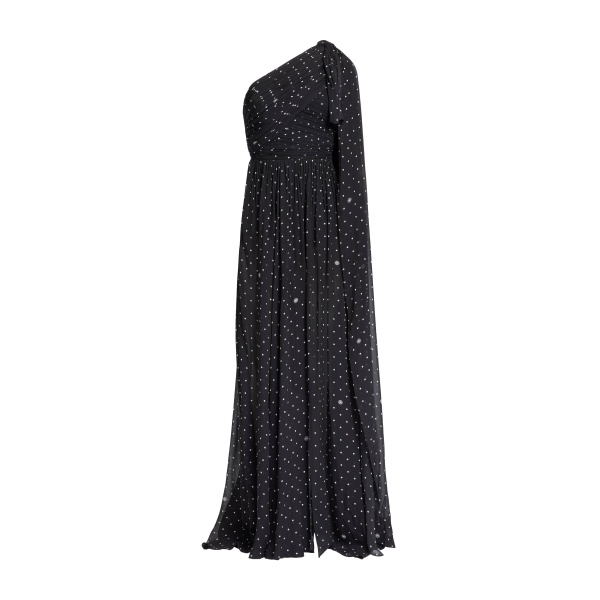 Elie Saab One-Shoulder Polka Dot Dress in Black featuring  – Luxury Designer Fashion at Luxury Shoes .