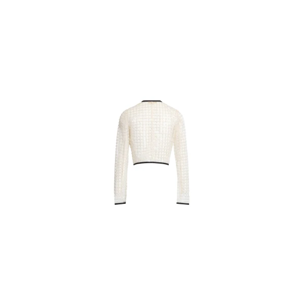 Elie Saab Pearl Cropped Jacket in White featuring  – Luxury Designer Fashion at Luxury Shoes .