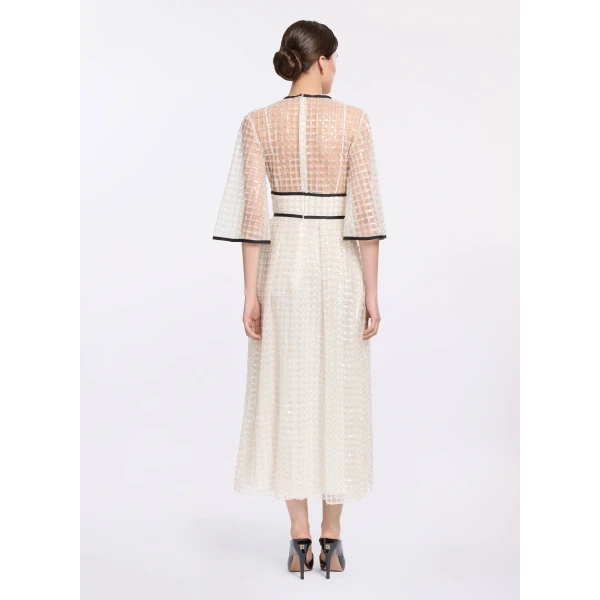 Elie Saab Pearl Midi Dress in White featuring  – Luxury Designer Fashion at Luxury Shoes .