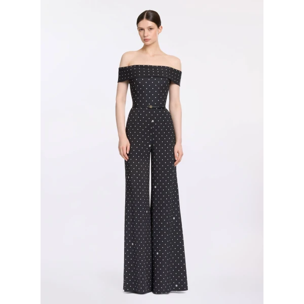 Elie Saab Polka Dot Jumpsuit in Black featuring  – Luxury Designer Fashion at Luxury Shoes .