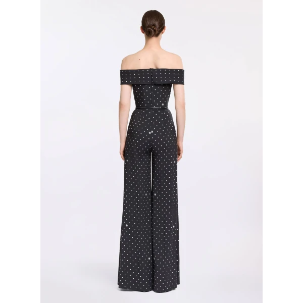 Elie Saab Polka Dot Jumpsuit in Black featuring  – Luxury Designer Fashion at Luxury Shoes .
